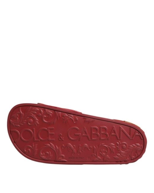 Dolce & Gabbana Red Quilted Slide Sandal