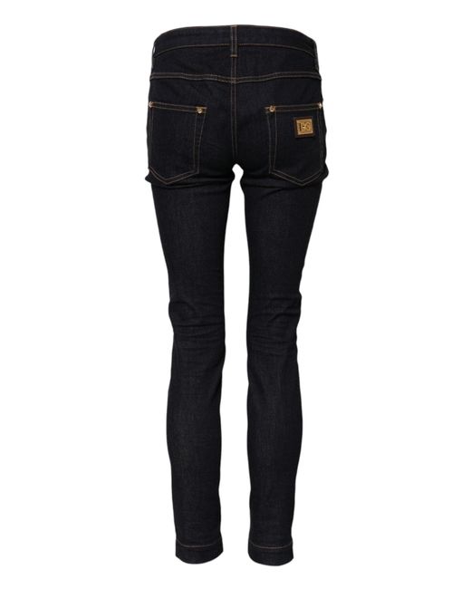 Dolce & Gabbana Black Blue Cotton Pretty Lowwaist Skinny Denim Jeans for men