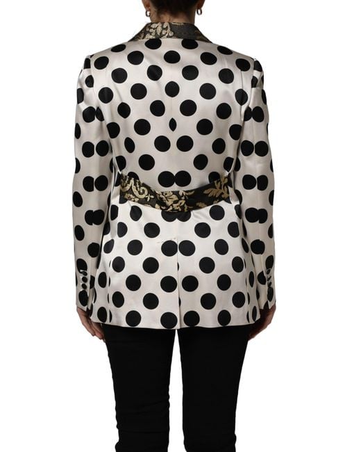 Dolce & Gabbana Black White Brocade Polka