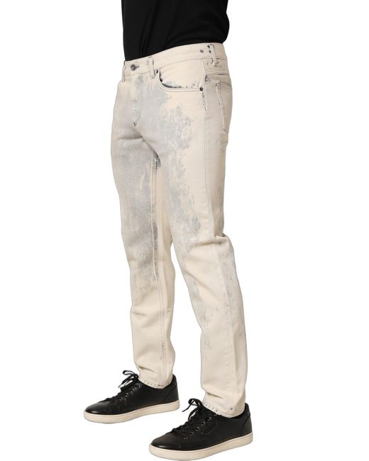 Dolce & Gabbana Gray Beige Tie Dye Cotton Straight Men Denim Jeans for men