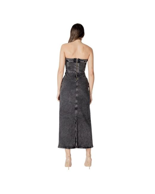 Ichi Black Cotton Midi