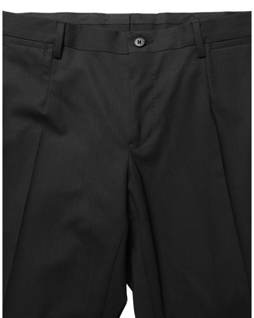 Dolce & Gabbana Black Wool Skinny Leg Dress Trouser Pants Virgin Elastane for men