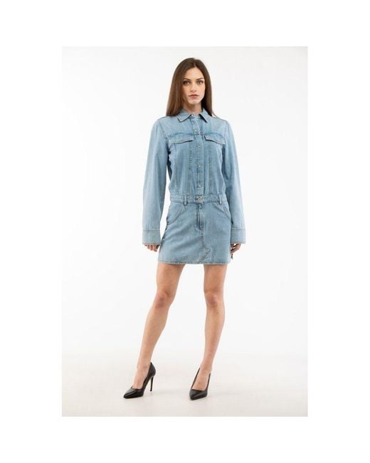 Moschino Blue Multicolor Cotton Casual Dress