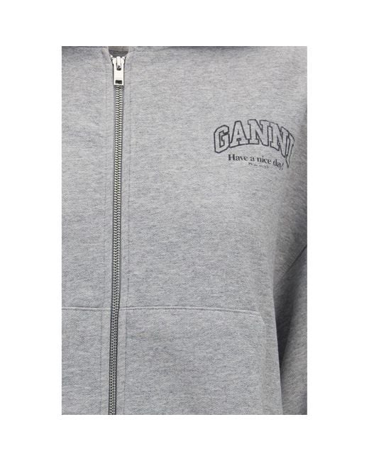 Ganni Gray Cotton Sweatshirt