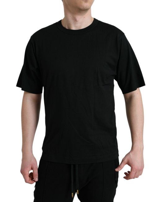 Dolce & Gabbana Black Logo Embossed Crew Neck Short Sleeves T-Shirt for men