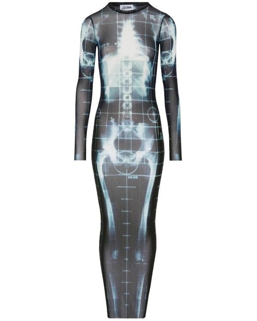 Jean Paul Gaultier Blue Long Dress With X-Ray Print