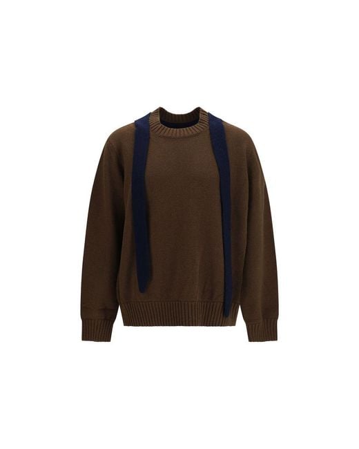 Sacai Brown Wool Oves Aries Sweatshirt for men