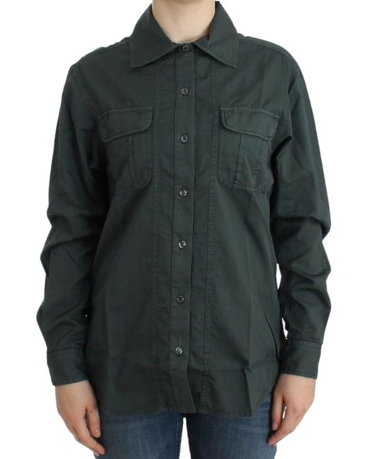Roberto Cavalli Gray Elegant Cotton Button Down Shirt
