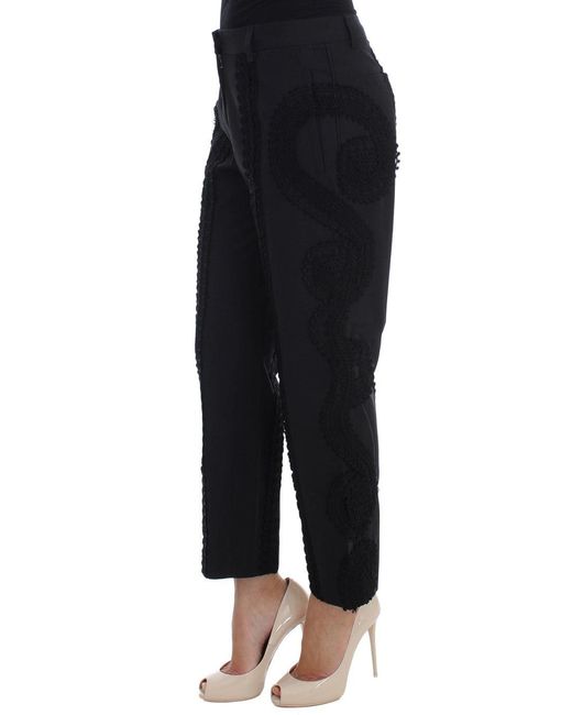 Dolce & Gabbana Black Cotton Stretch Torero Capris Pants
