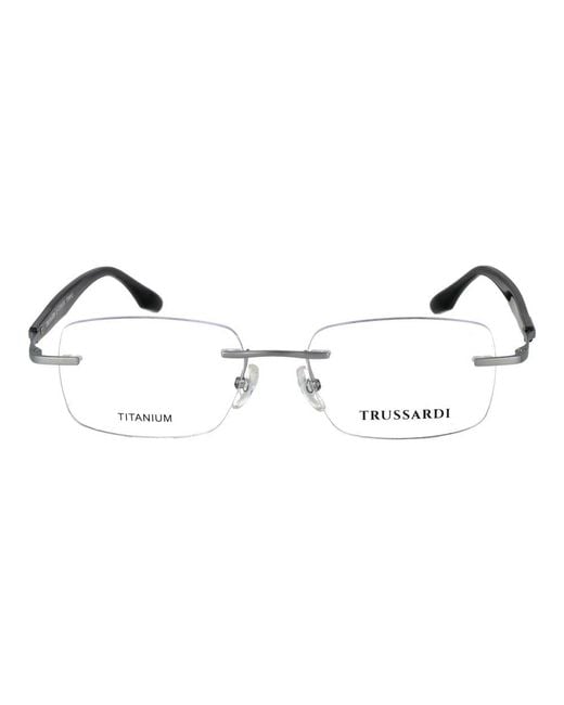 Trussardi Metallic Silver Titanium Glasses (frames) for men