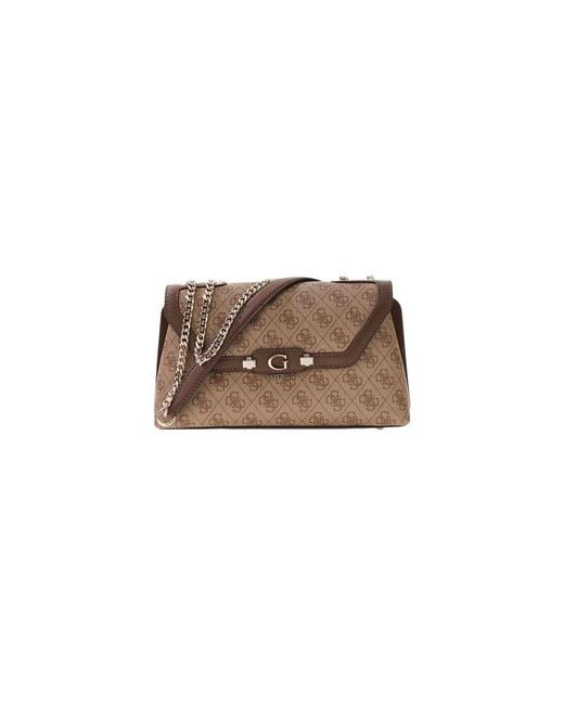 Guess Brown White Polyethylene Handbag