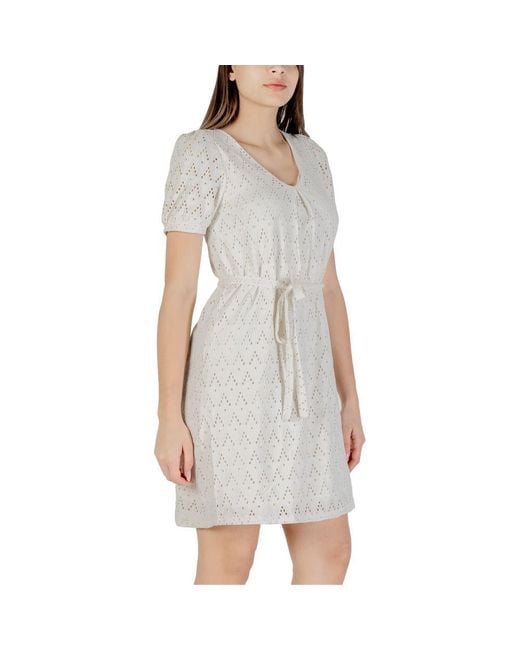 VILA CLOTHES Gray Beige Recycled Polyester Short Dress