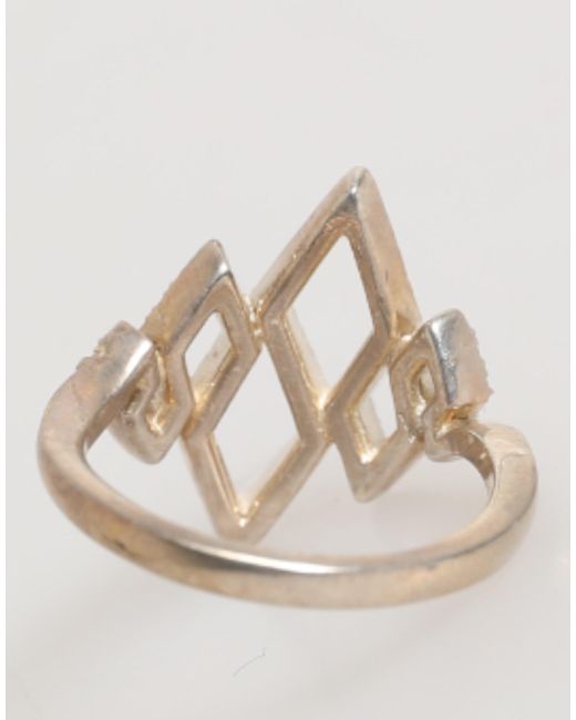 Nialaya Natural Geometric Diamond Shape Pave Cz Crystal Jewelry Ring