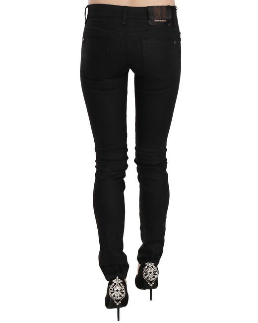 Plein Sud Cotton Black Mid Waist Skinny Denim Jeans