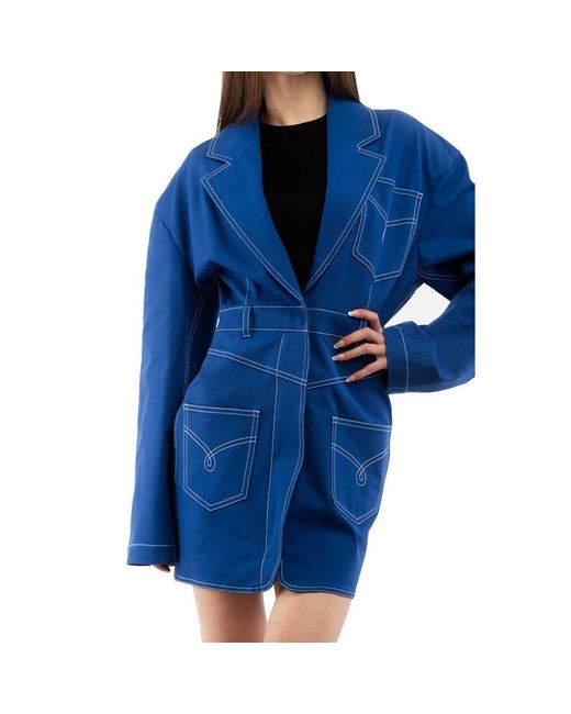 Moschino Blue Multicolor Cotton Casual Dress