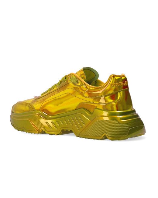 Dolce & Gabbana Fluorescent Yellow Calfskin High Sneakers