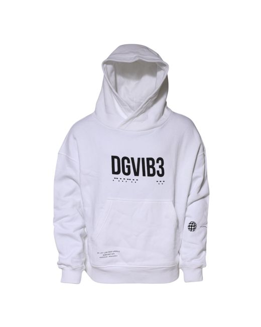 Dolce & Gabbana Gray White Dg Vib3 Hooded Men Sweatshirt Sweater for men