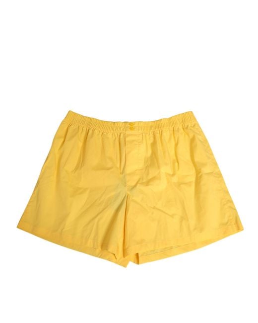 Dolce & Gabbana Yellow Cotton Elastic Waistband Short Swimwear for men