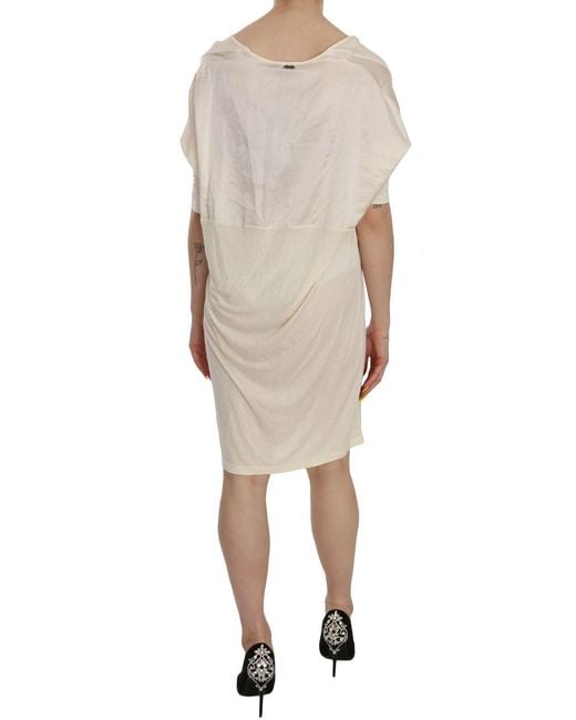 CoSTUME NATIONAL Natural Costume Nationa Chic Cream A-Line Elbow Sleeve Dress