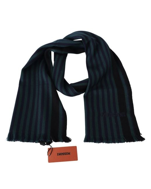 Missoni Black Striped Wool Neck Wrap Shawl