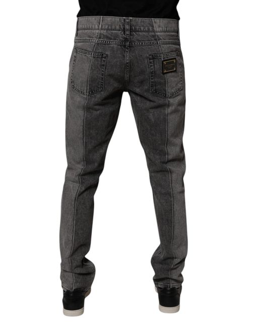 Dolce & Gabbana Black Two Tone Gray Cotton Denim Jeans for men