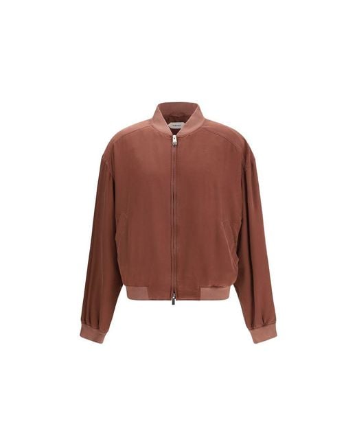 Versace Brown Bordeaux Silk Bomber for men
