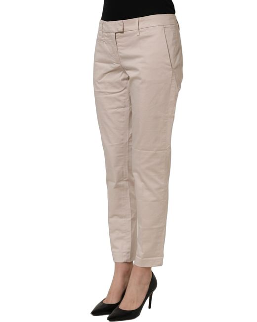 Dondup Natural Beige Low Waist Tapered Cropped Trousers Pants