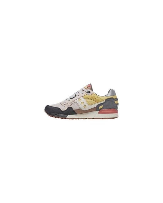 Saucony Multicolor Beige Suede Leather Low Top Sneakers for men