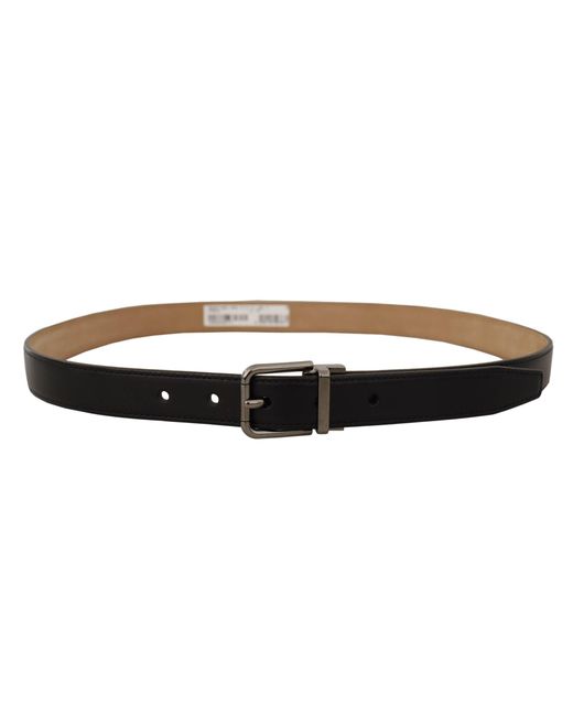Dolce & Gabbana Black Sleek Leather Belt With Metal Buckle for men