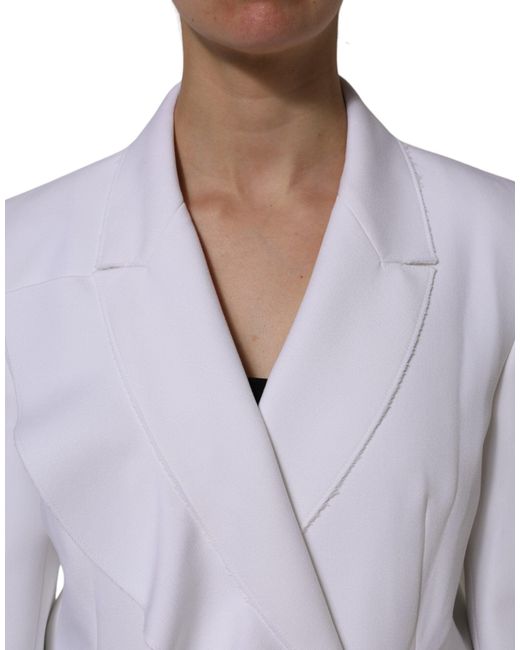MSGM Gray White Polyester Long Sleeves Ruffled Wrap Jacket for men