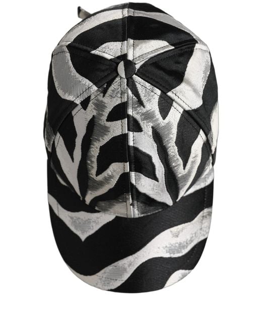 Dolce & Gabbana Men Black Silver Zebra Pattern Baseball Cap Hat for men