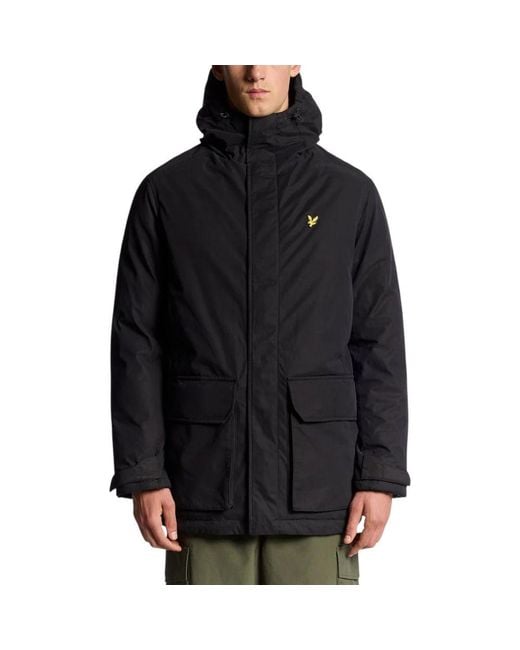 Lyle & Scott Black Polyester Parka for men