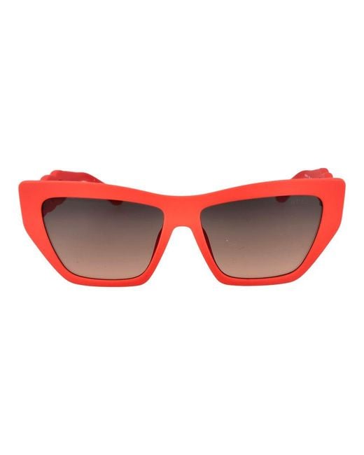 Guess Red Multicolor Plastic Sunglasses