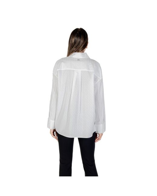 ARMANI EXCHANGE Gray White Cotton Blouse