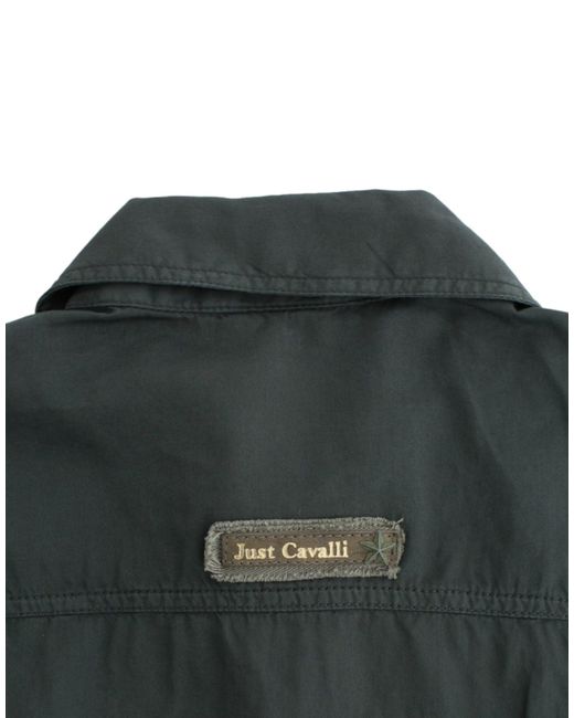 Roberto Cavalli Gray Elegant Cotton Button Down Shirt