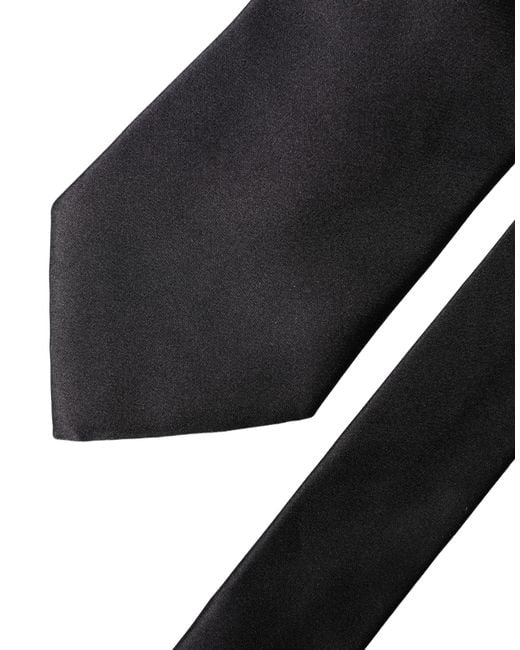 Dolce & Gabbana Black Logo Embroidery Silk Adjustable Necktie Tie for men