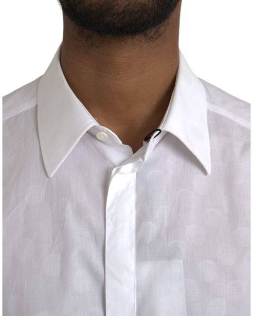 Dolce & Gabbana Gray Polka Dotted Cotton Dress Shirt for men