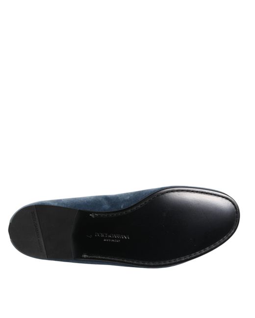 Dolce & Gabbana Blue Velvet Dg Logo Loafers Formal Shoes for men