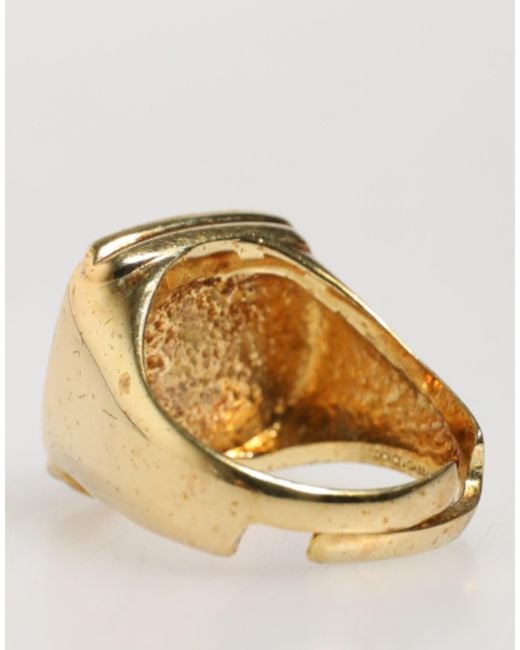 Dolce & Gabbana Black Tone Real Brass Enamel "J\ Adjustable Rings for men