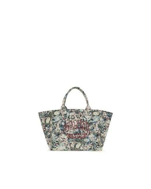 Ganni Gray Tapestry Xxl Tote Bag