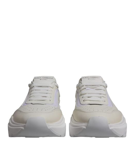 Dolce & Gabbana Gray White Daymaster Low Top Sneakers Shoes for men