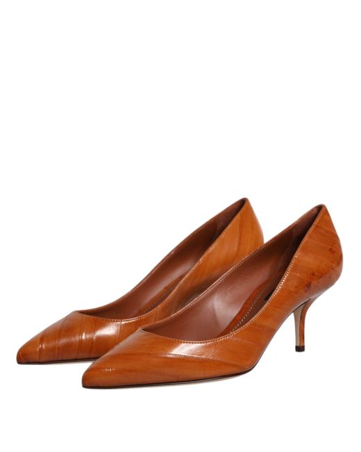 Dolce & Gabbana Brown Leather Heels Mid Calf Boots Shoes main image 0