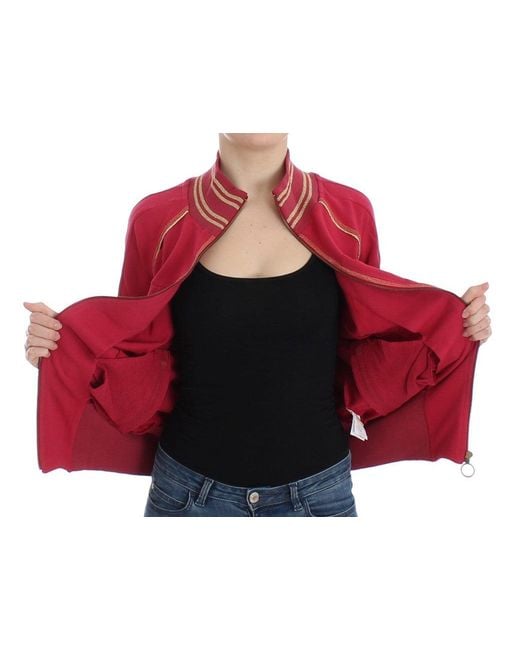John Galliano Red Pink Mock Zip Cardigan Sweatshirt Sweater