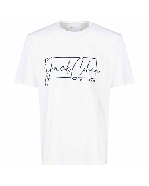 Jacob Cohen White Cotton T-Shirt for men