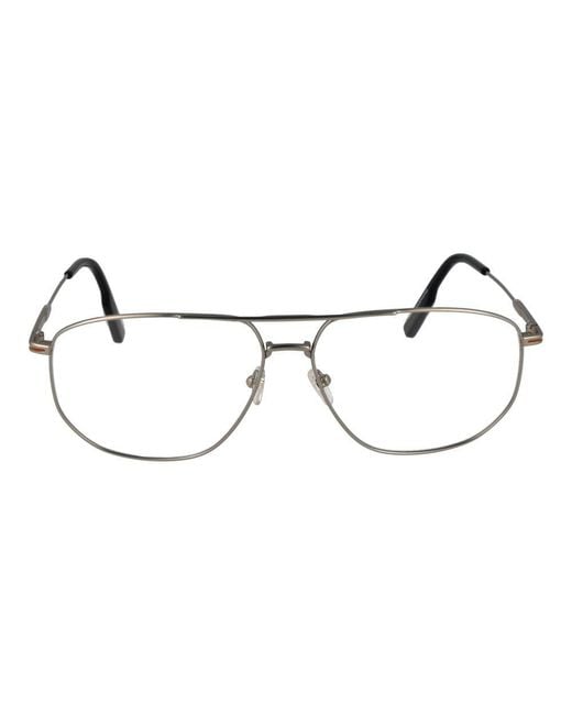 Zegna Metallic Silver Titanium Glasses (frames) for men