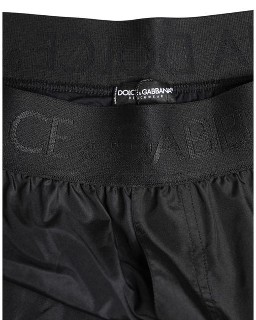 Dolce & Gabbana Black Logo Print Beachwear Men Shorts Swimwear for men