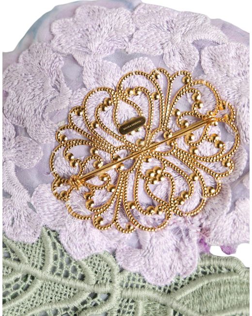 Dolce & Gabbana Pink Hydrangea Brass Pin Brooch
