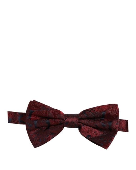 Dolce & Gabbana Purple Men Maroon Paisley Silk Adjustable Neck Papillon Bow Tie for men