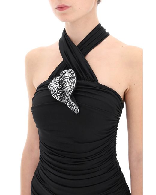 GIUSEPPE DI MORABITO Black Mini Dress With Diamanté Applique
