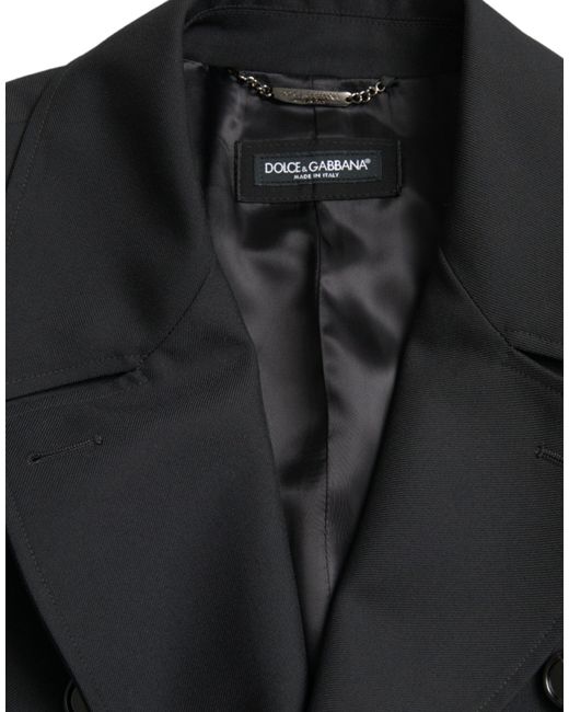 Dolce & Gabbana Black Double Breasted Trench Coat Jacket for men